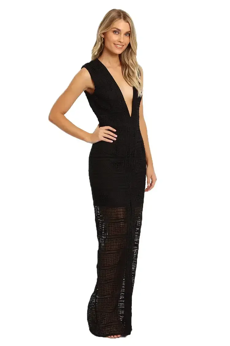 Nicholas Diamond Lace Gown in Black Size 8 for rent on The Volte - main image