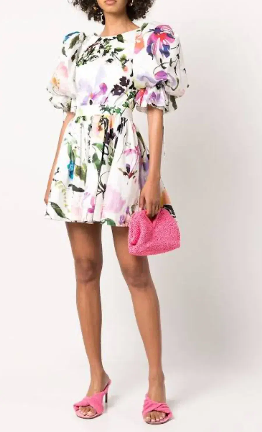 Aje Drift Puff Sleeve Mini Dress in Botanic Floral Print Size 10 for rent on The Volte - main image