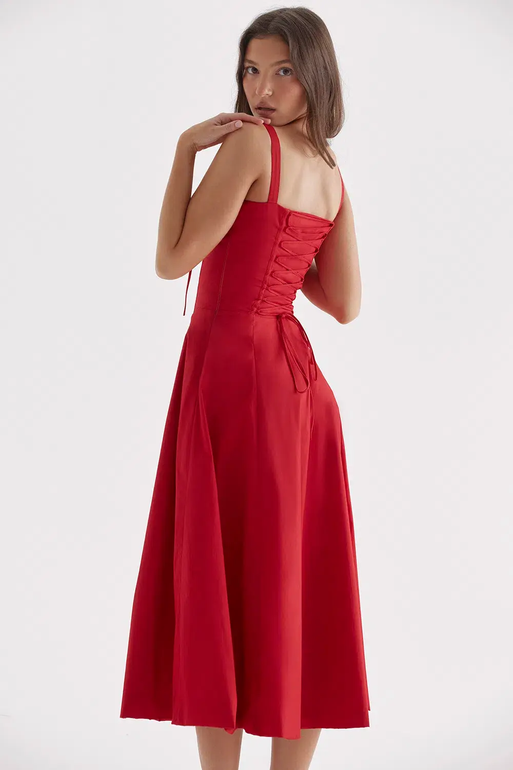 House of CB Carmen Bustier Sundress Red Rose Size S / AU 8 for rent on The Volte - main image