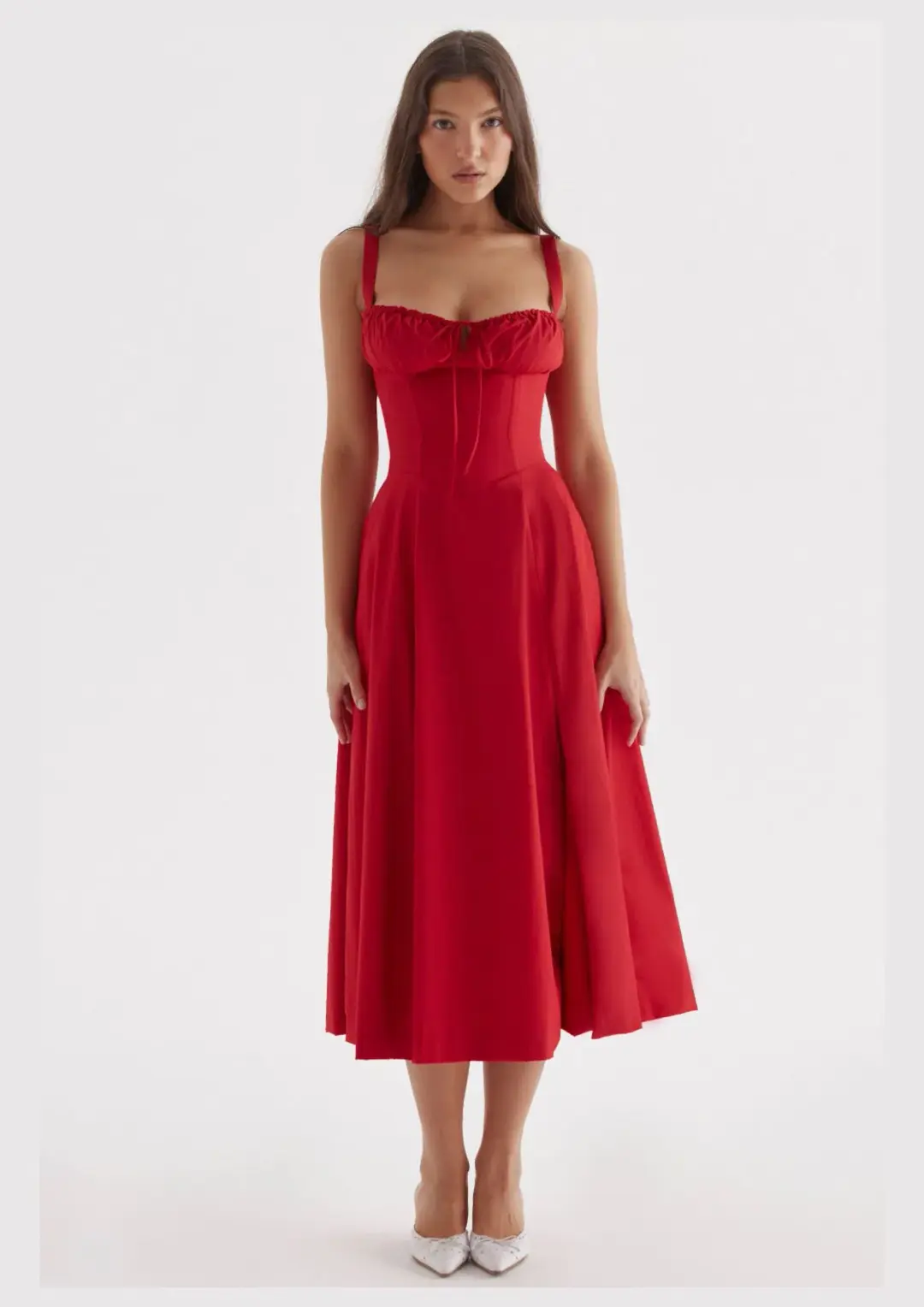 House of CB Carmen Bustier Sundress Red Rose Size S / AU 8 for rent on The Volte - main image