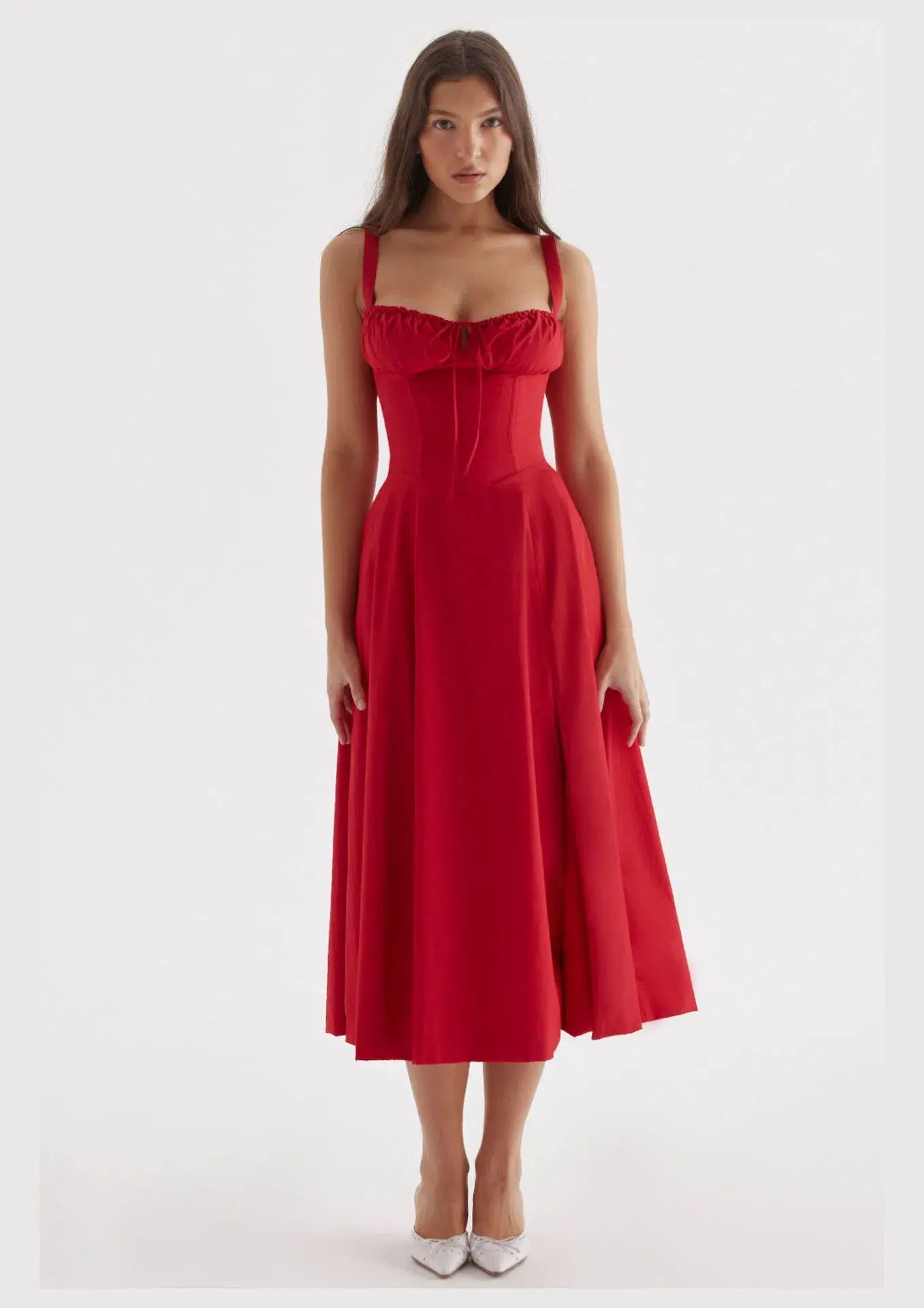 House of CB Carmen Bustier Sundress Red Rose Size S / AU 8 - Image 1