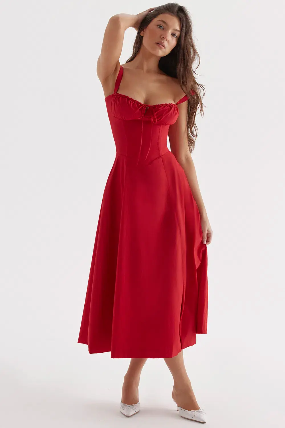 House of CB Carmen Bustier Sundress Red Rose Size S / AU 8 - Image 2