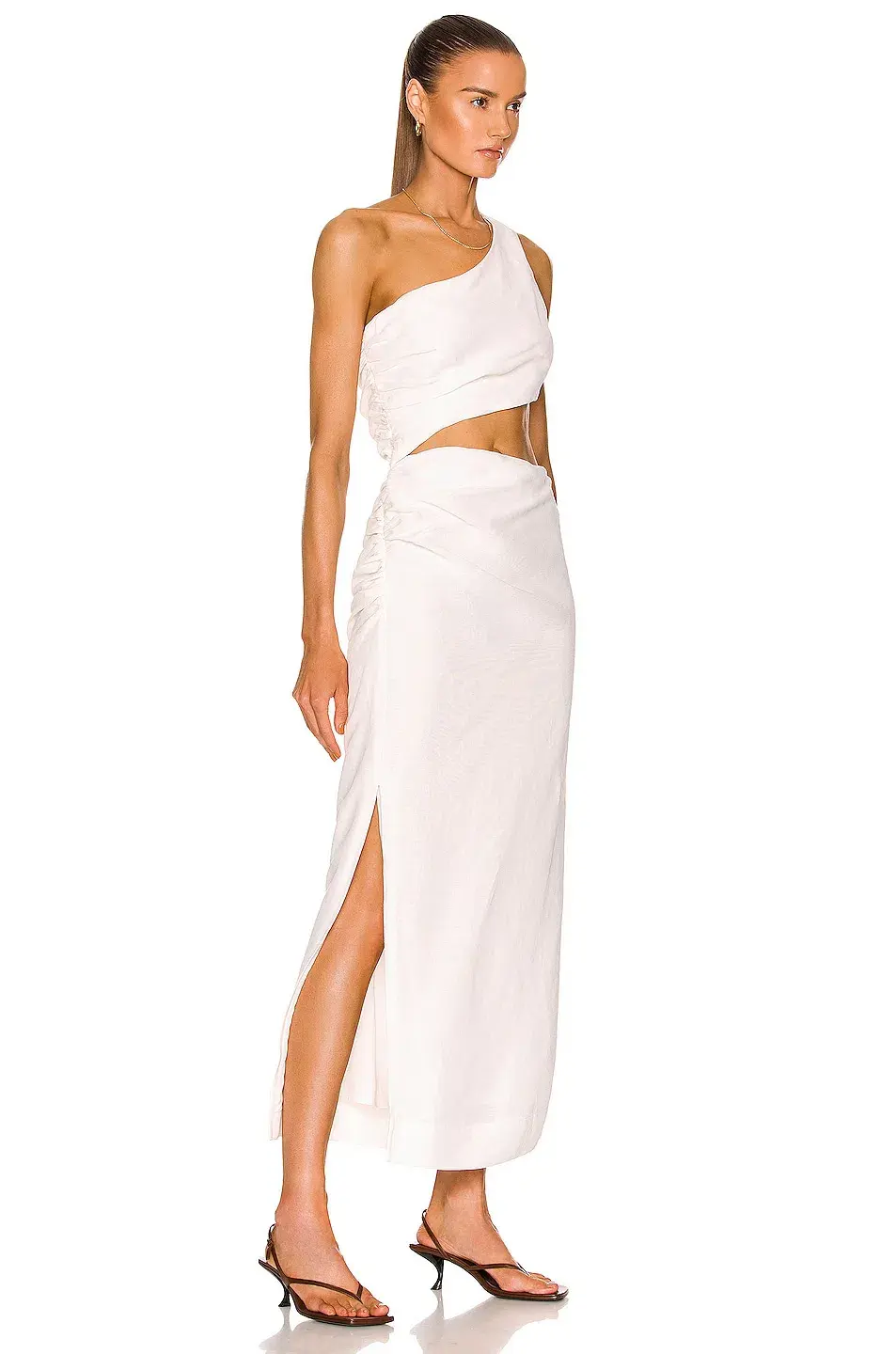 Sir The Label Clemence One Shoulder Midi Dress Ivory Size 0/AU 6  - Image 3