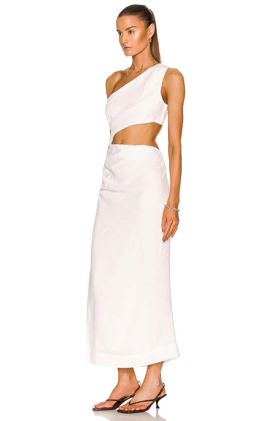 Sir The Label Clemence One Shoulder Midi Dress Ivory Size 0/AU 6  - Image 2