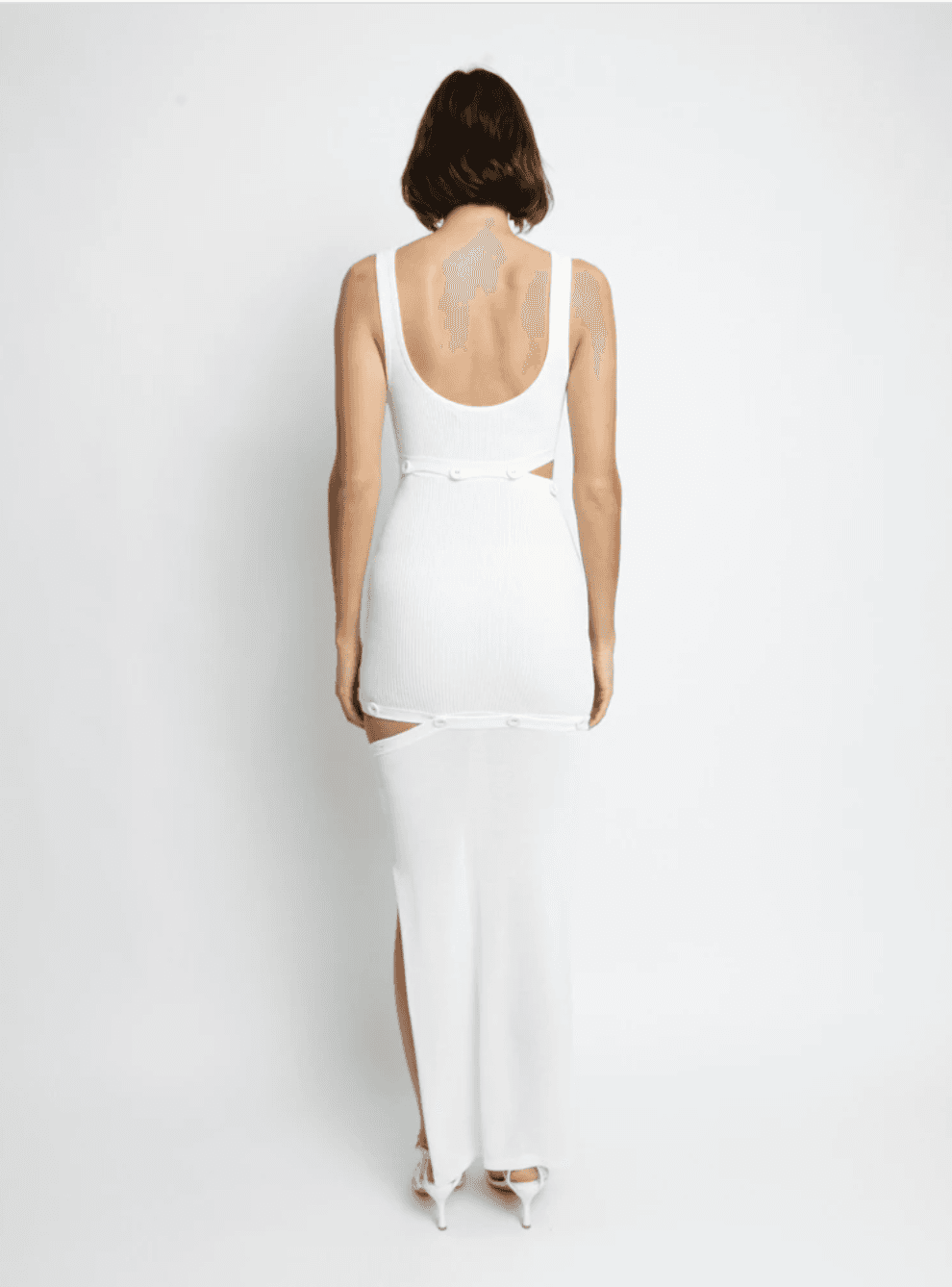 Christopher Esber Deconstruct Rib Knit Tank Dress White Size 8 for rent on The Volte - main image