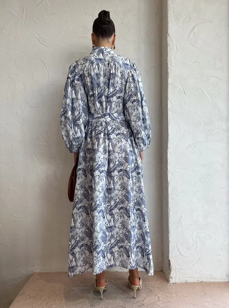Palm Noosa Noddy Dress Blue Jungle Print Size 12 - Image 5