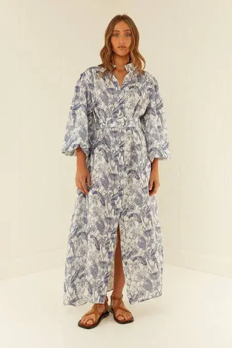 Palm Noosa Noddy Dress Blue Jungle Print Size 12 - Image 7