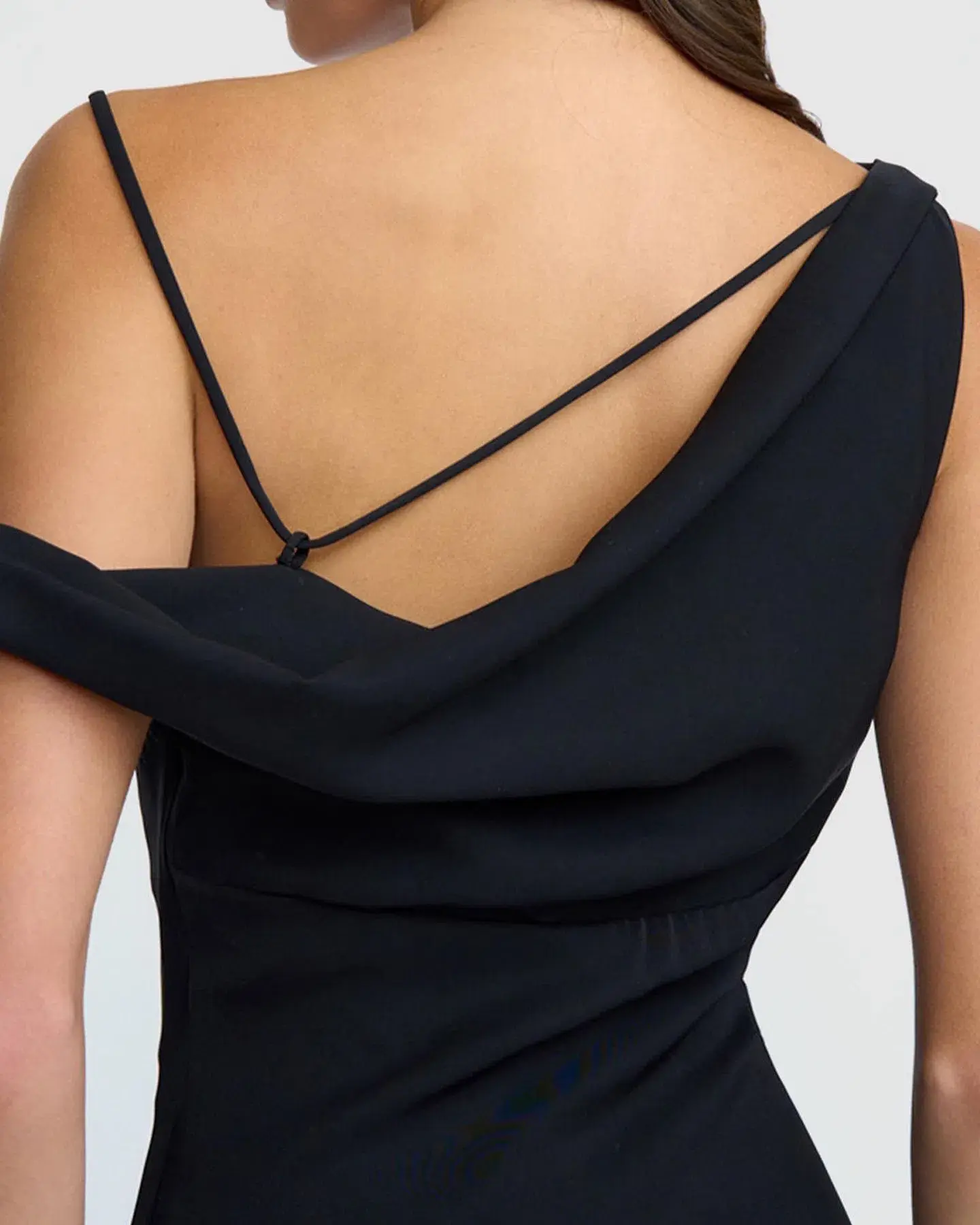 By Johnny Nadal Asymmetric Split Gown Black Size 10 - Image 4