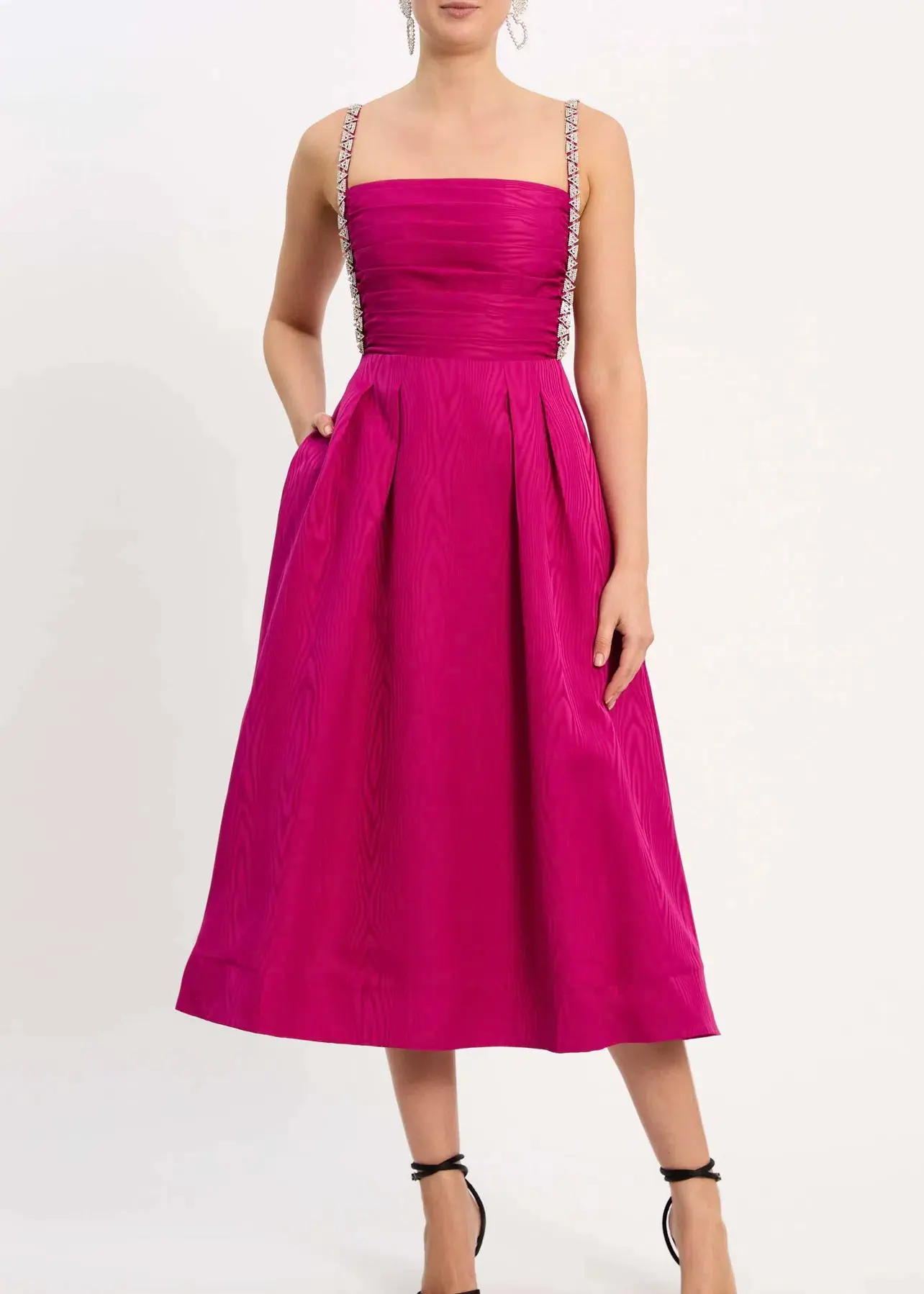 Rebecca Vallance Cynthia Midi Dress Fuchsia Pink Size 14  - Image 1