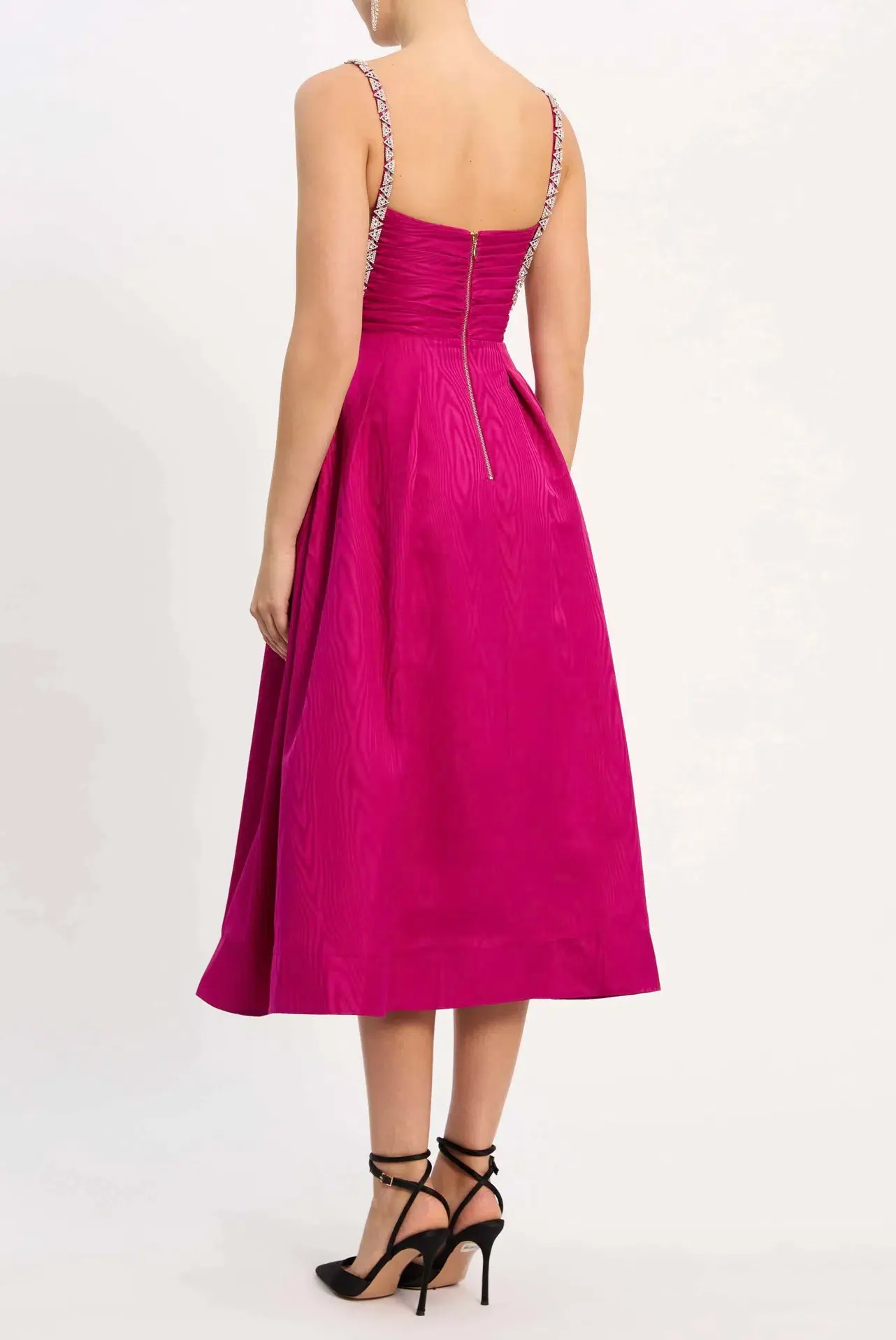 Rebecca Vallance Cynthia Midi Dress Fuchsia Pink Size 14  - Image 4