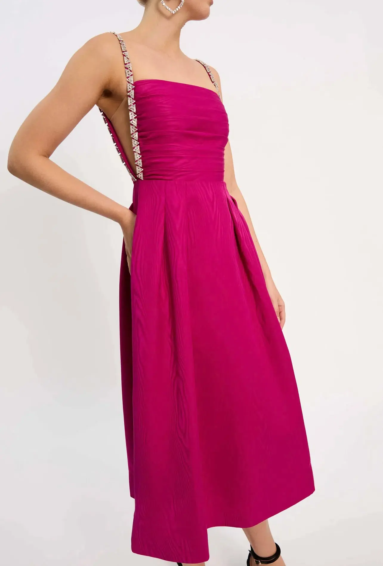 Rebecca Vallance Cynthia Midi Dress Fuchsia Pink Size 14  - Image 5
