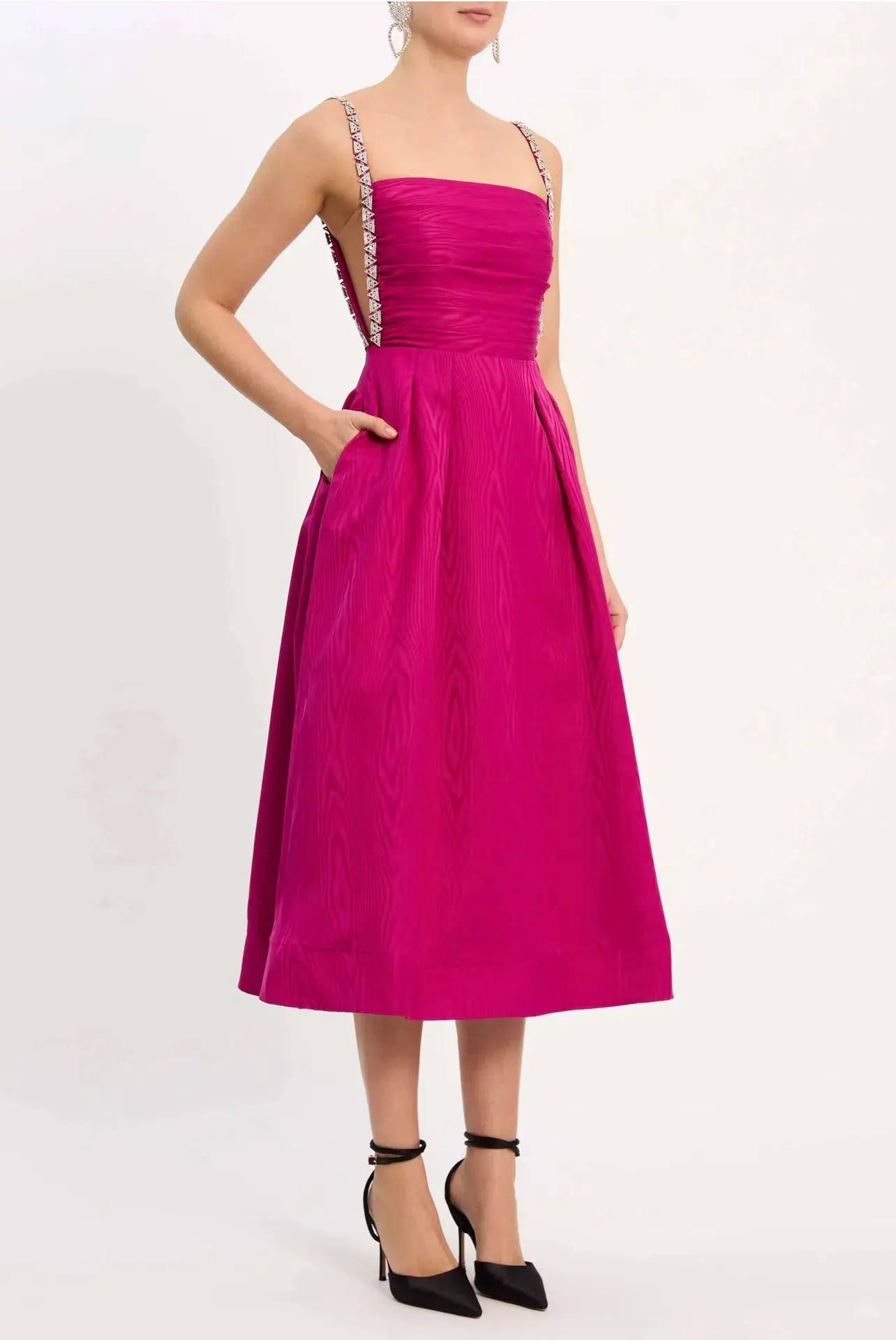 Rebecca Vallance Cynthia Midi Dress Fuchsia Pink Size 14  - Image 3