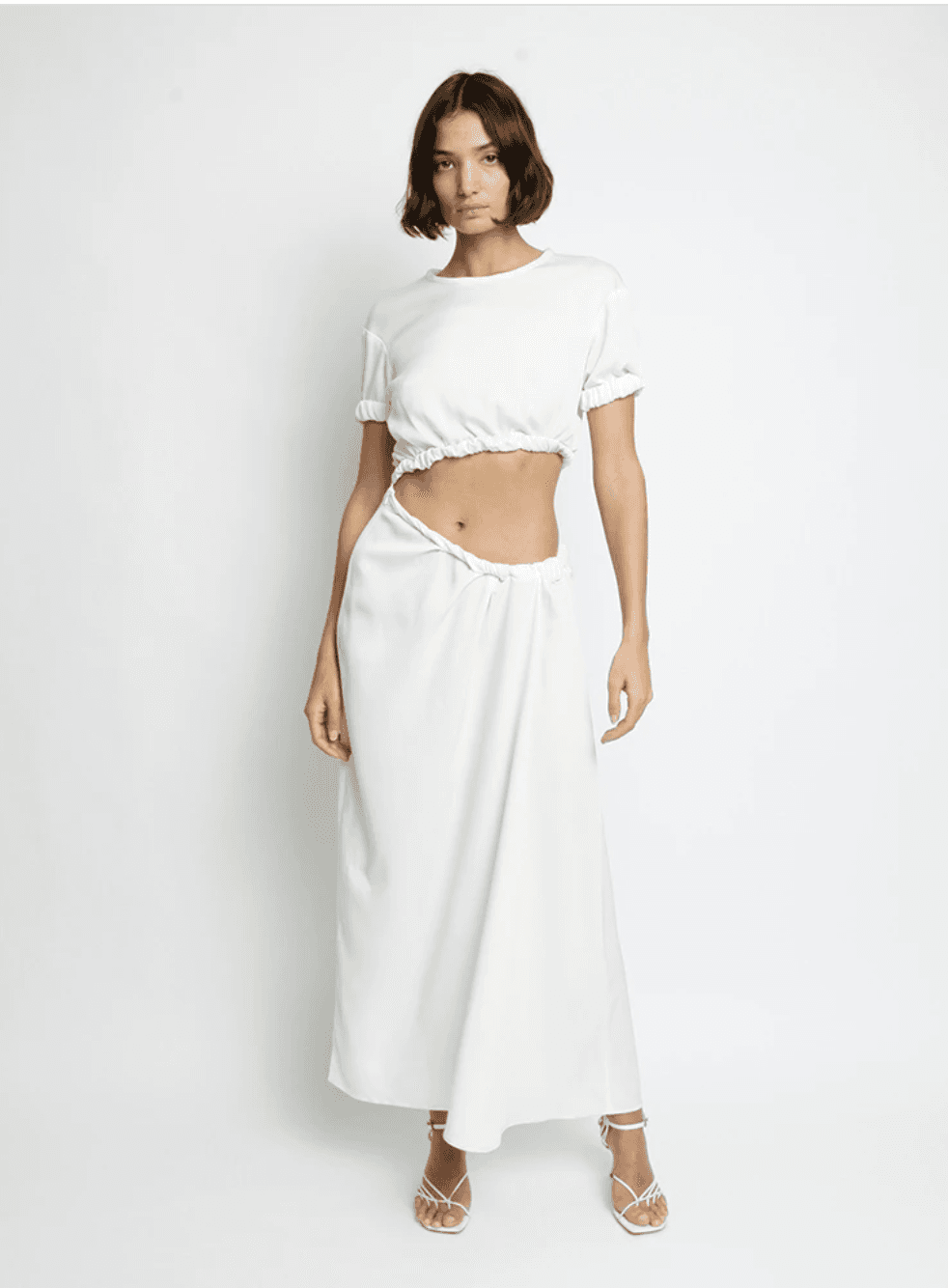 Christopher Esber Rolled T-Shirt Dress White Size 8 for rent on The Volte - main image