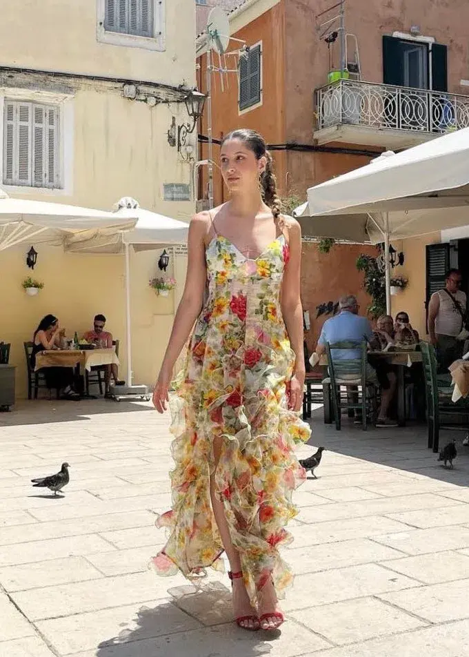 Menti Santorini Baroque Flower Maxi Dress Multi Floral Size S / AU 8 - Image 1