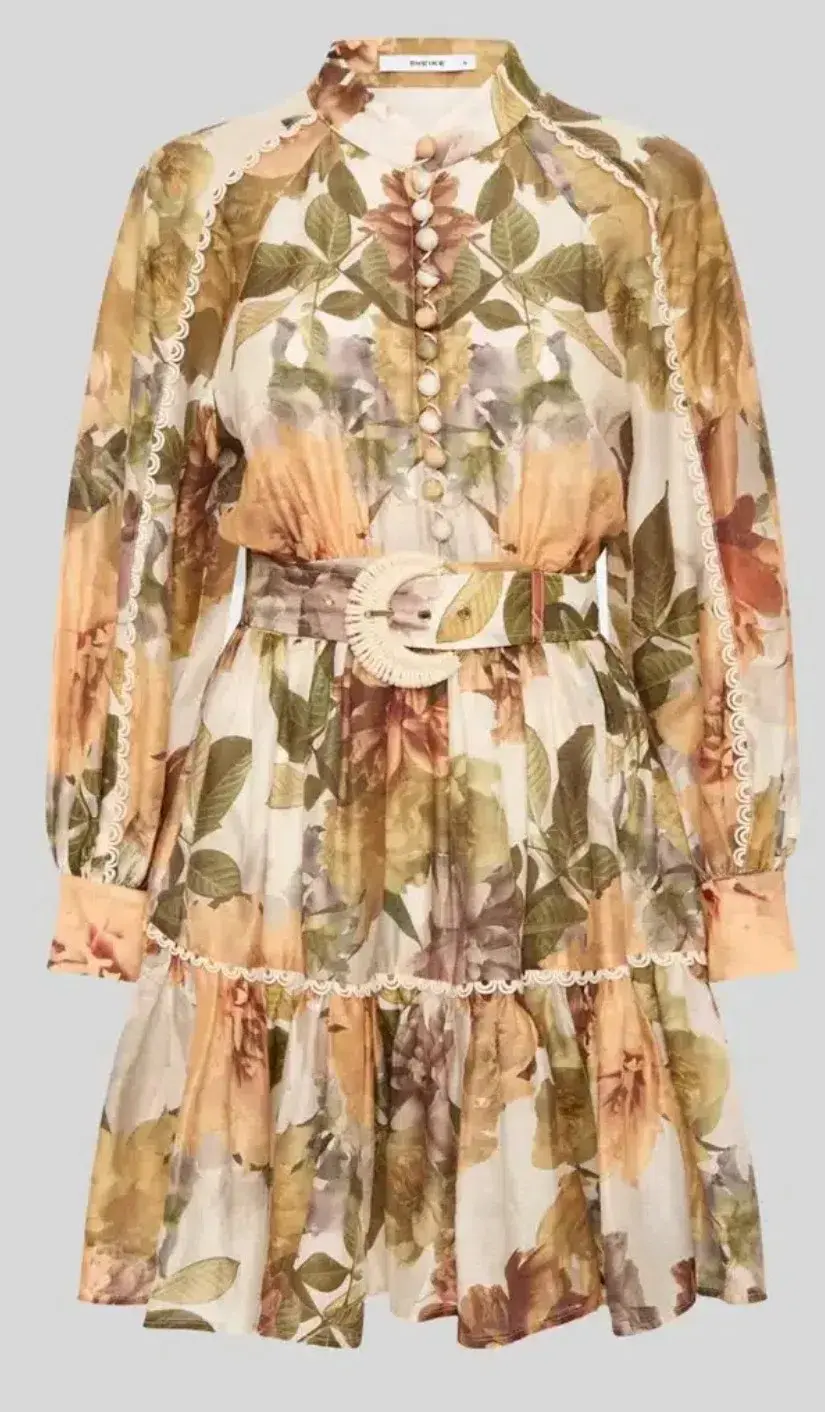 Sheike Sepia Floral Mini Dress Size 10 - Image 2
