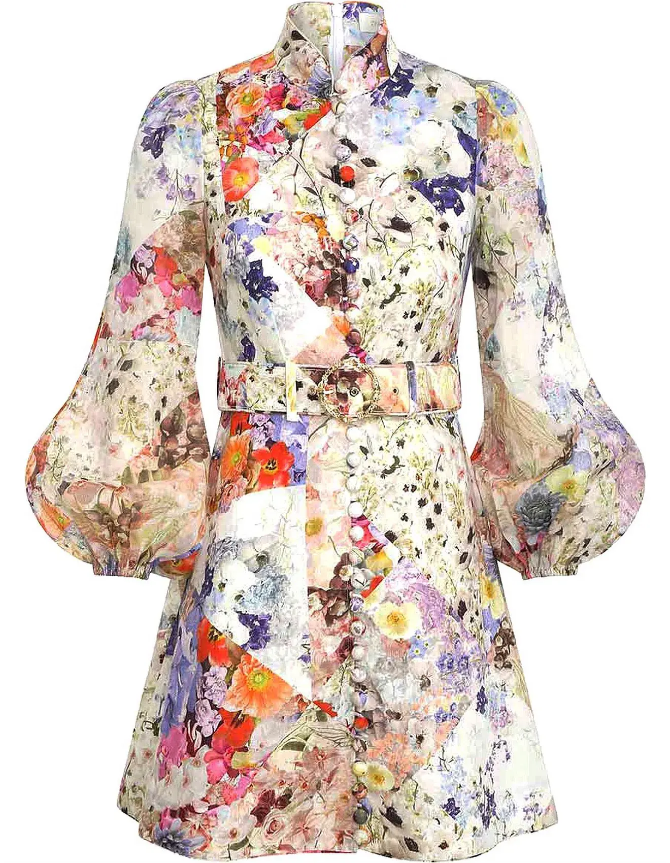 Zimmermann Prima Belted Mini Dress Patchwork Floral Size 1 / AU 10 - Image 2