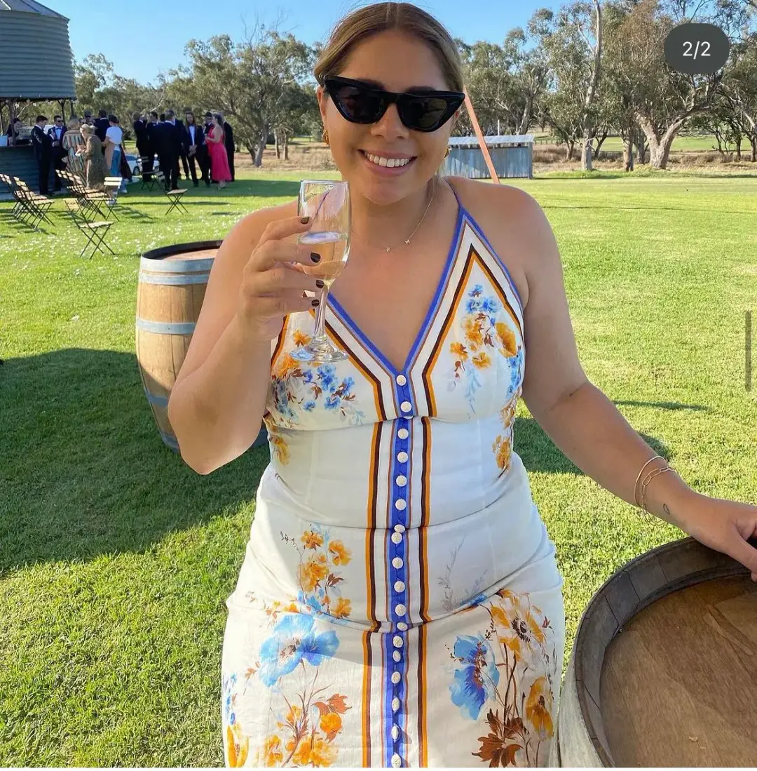 Zimmermann Halcyon Slip Midi Dress Orange Blue Floral Size 0 / AU 8 for rent on The Volte - main image