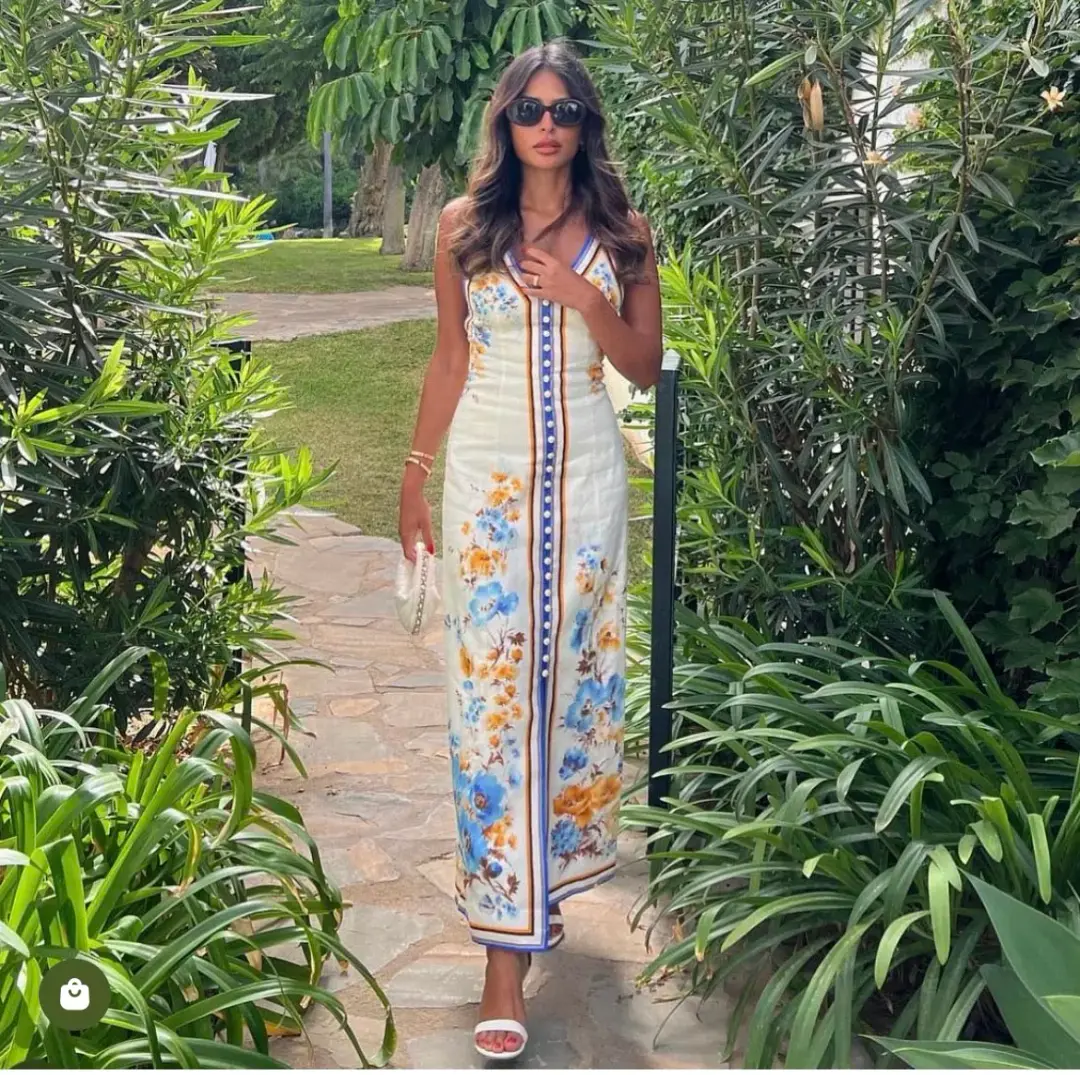 Zimmermann Halcyon Slip Midi Dress Orange Blue Floral Size 0 / AU 8 for rent on The Volte - main image