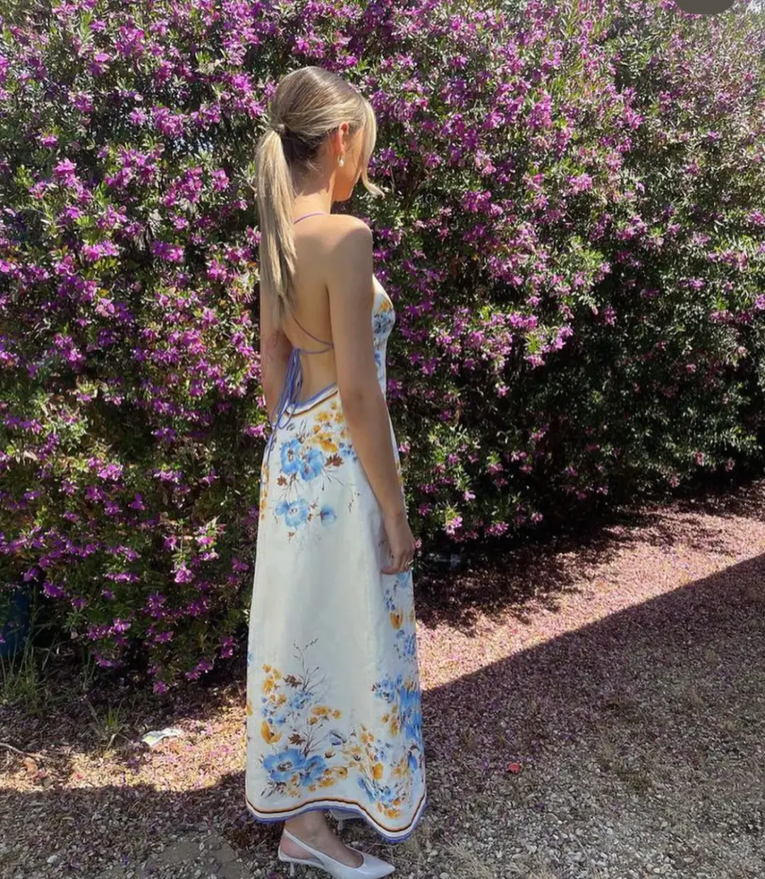 Zimmermann Halcyon Slip Midi Dress Orange Blue Floral Size 0 / AU 8 for rent on The Volte - main image