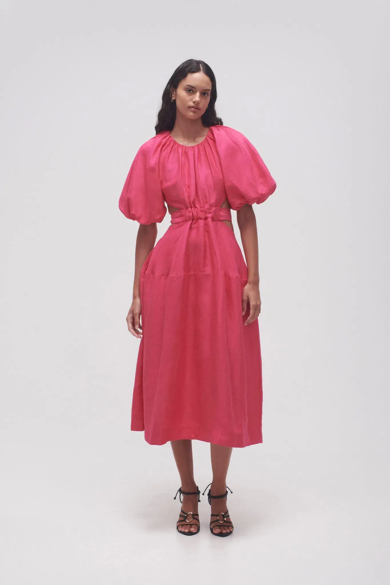 Aje Mimosa Cutout Midi Dress Hot Pink Size 16 - Image 1