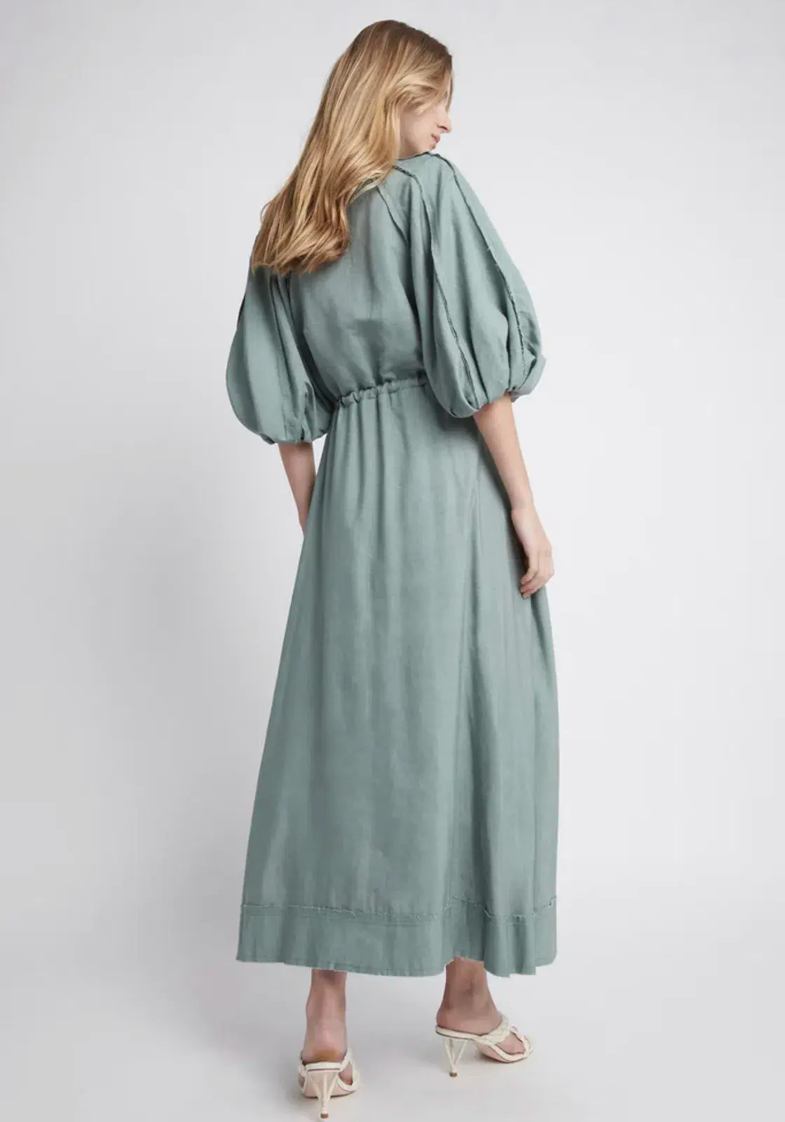 Aje Bonjour Belted Shirt Midi Dress Green Size 16 - Image 3