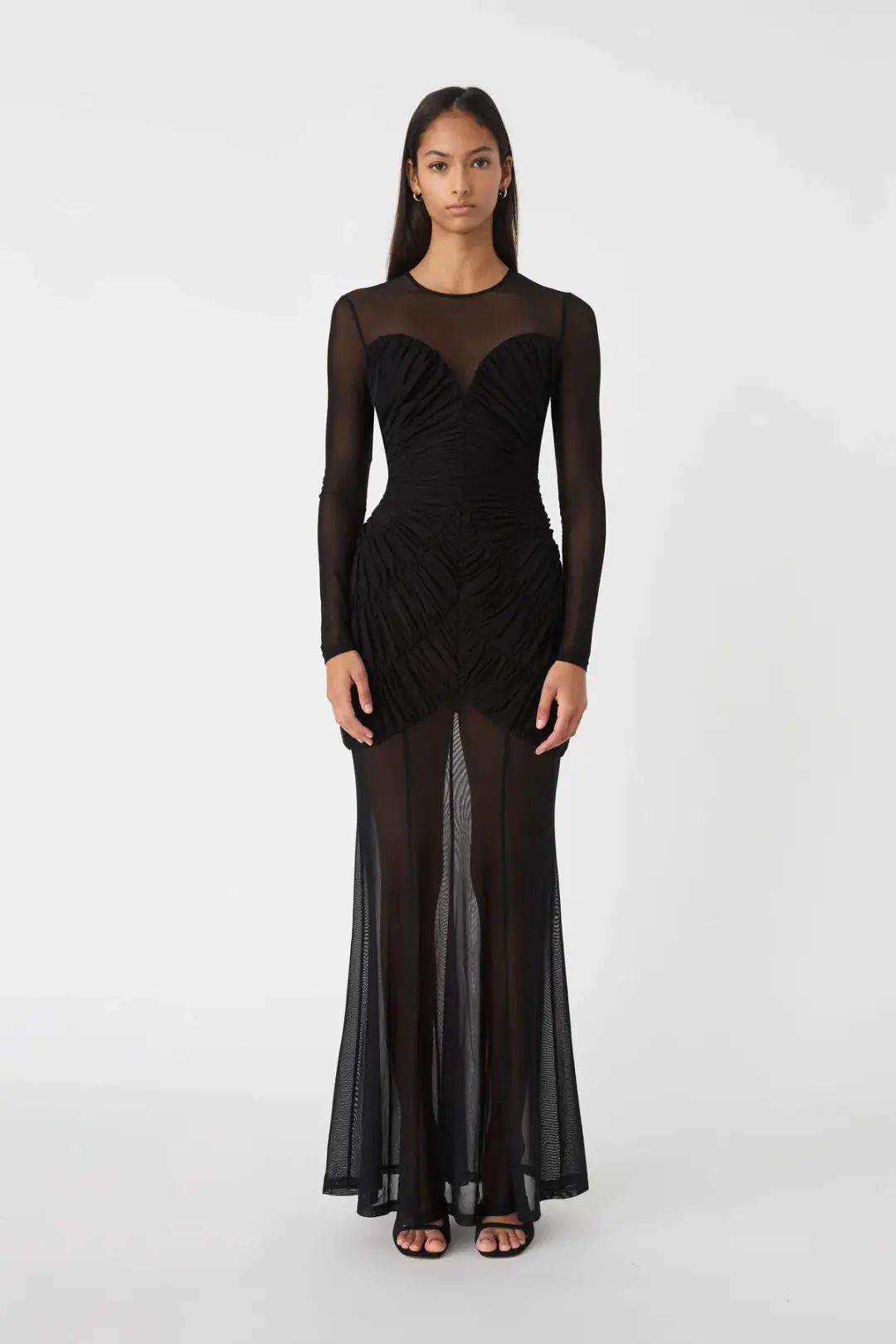 MISHA Talitha Fine Mesh Maxi Dress Black Size 10/M for rent on The Volte - main image