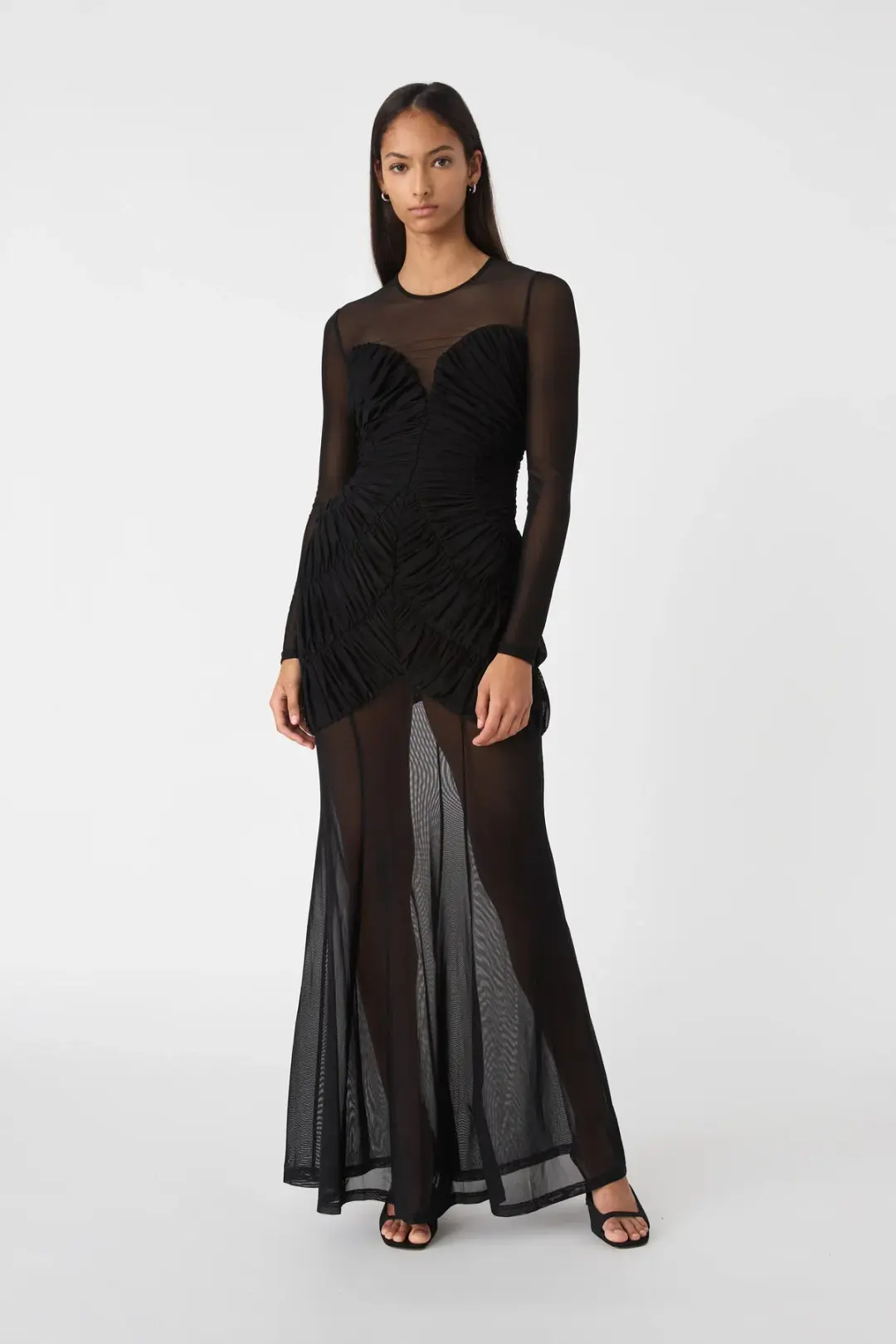 MISHA Talitha Fine Mesh Maxi Dress Black Size 10/M for rent on The Volte - main image