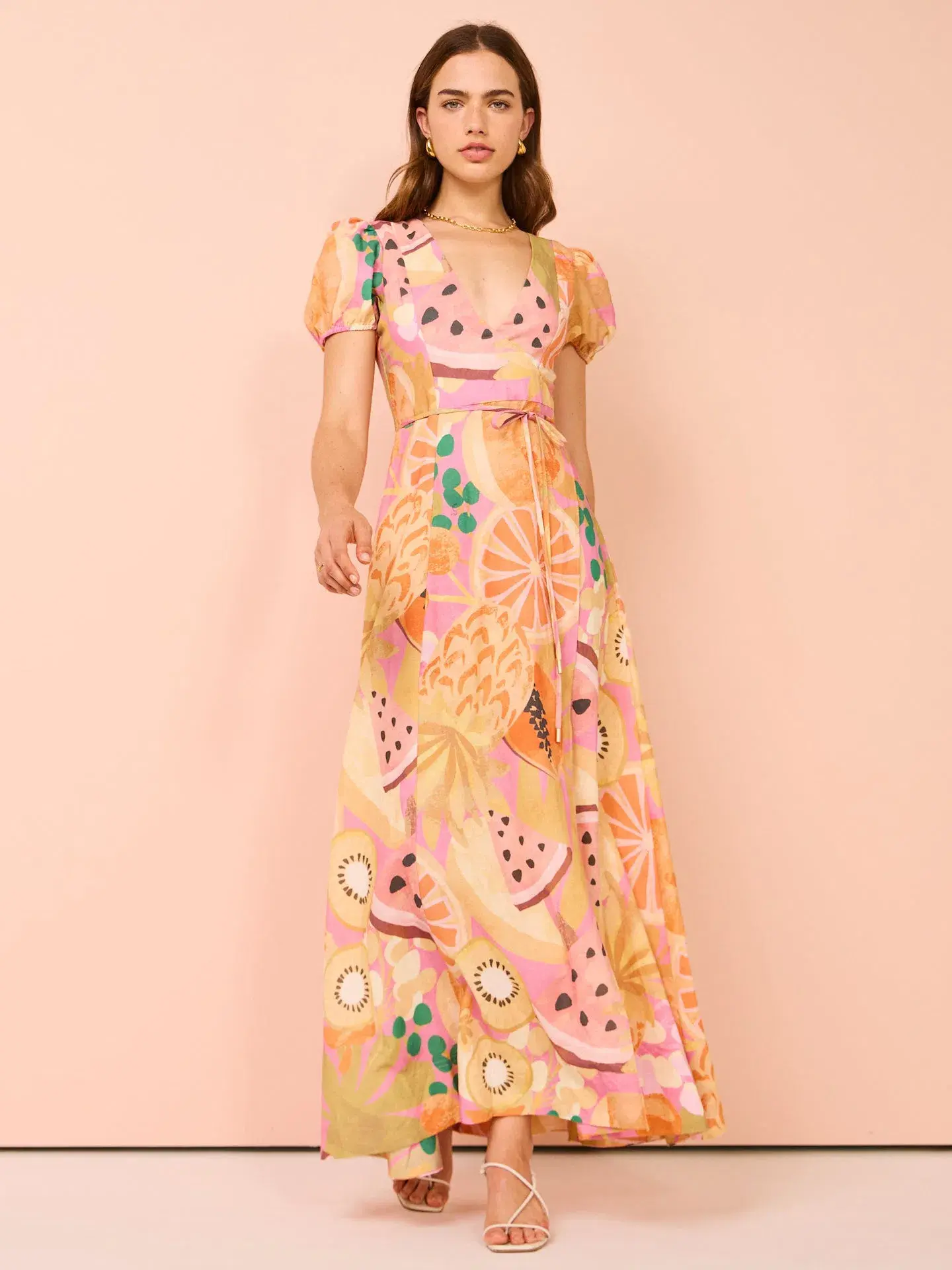 By Nicola Havana Wrap Maxi Dress Fruit Punch Print Size 14 - Image 1
