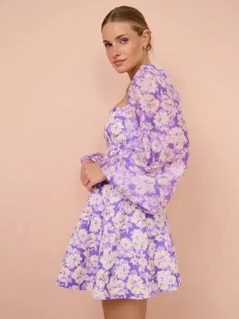 Acler - Ardanary Mini Dress In Violet Imprint - Size 8 for rent on The Volte - main image