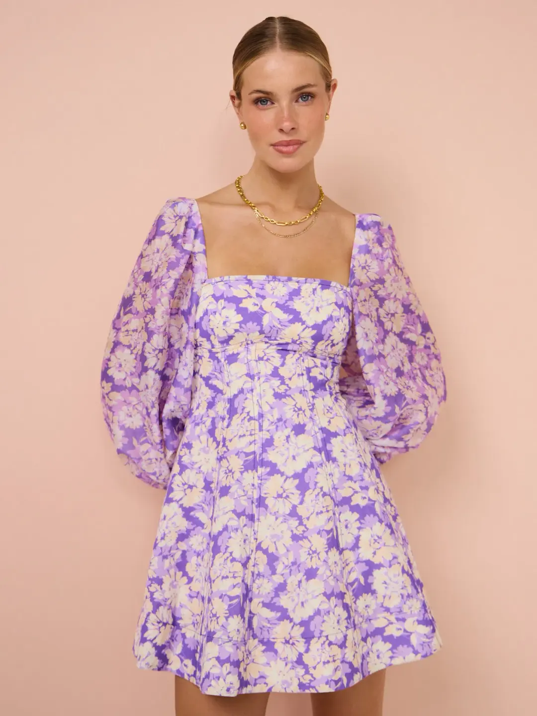 Acler - Ardanary Mini Dress In Violet Imprint - Size 8 for rent on The Volte - main image