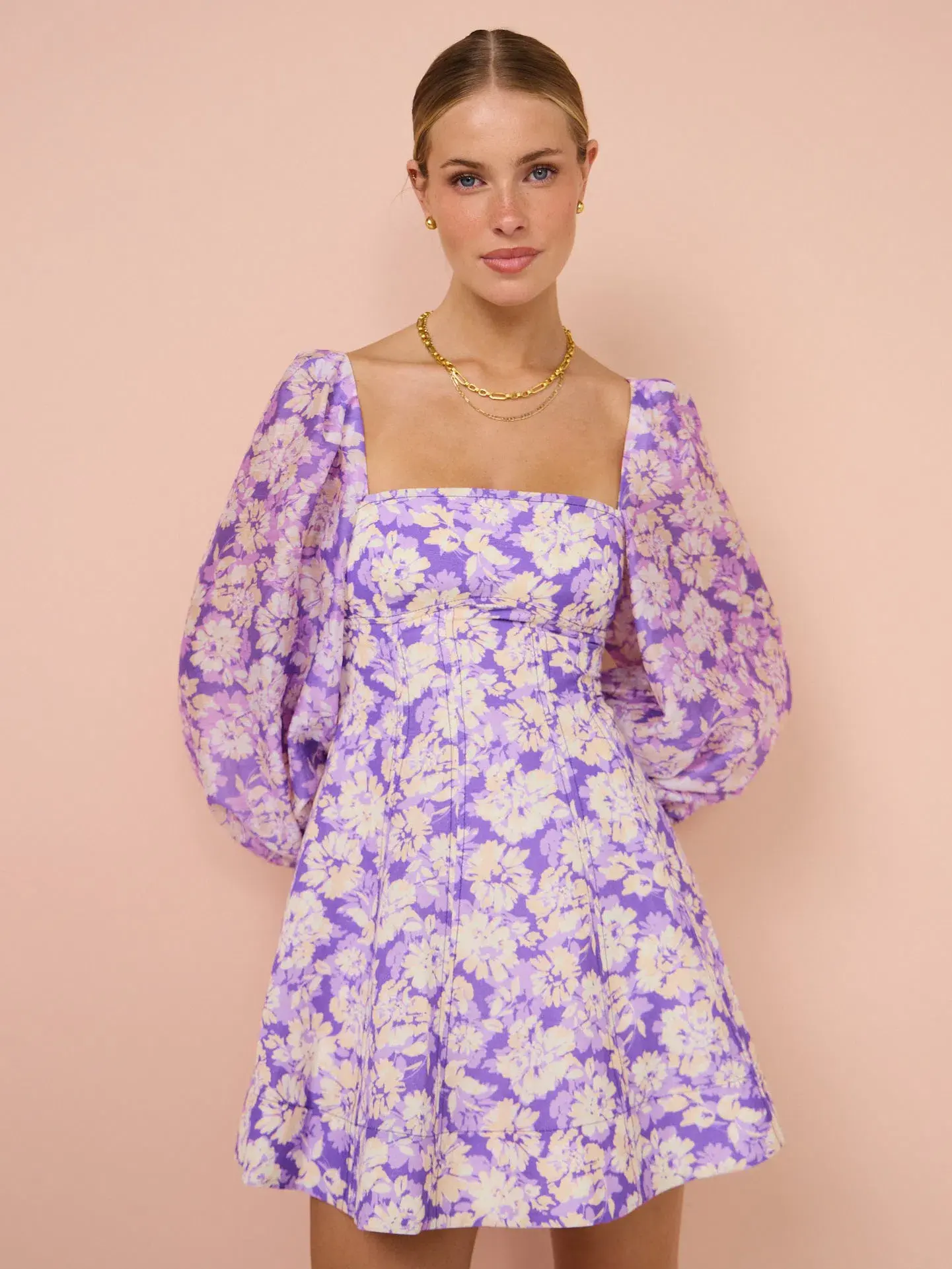 Acler - Ardanary Mini Dress In Violet Imprint - Size 8 - Image 1