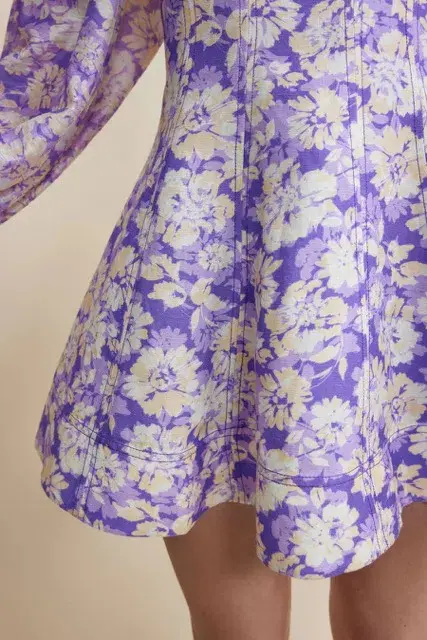 Acler - Ardanary Mini Dress In Violet Imprint - Size 8 for rent on The Volte - main image