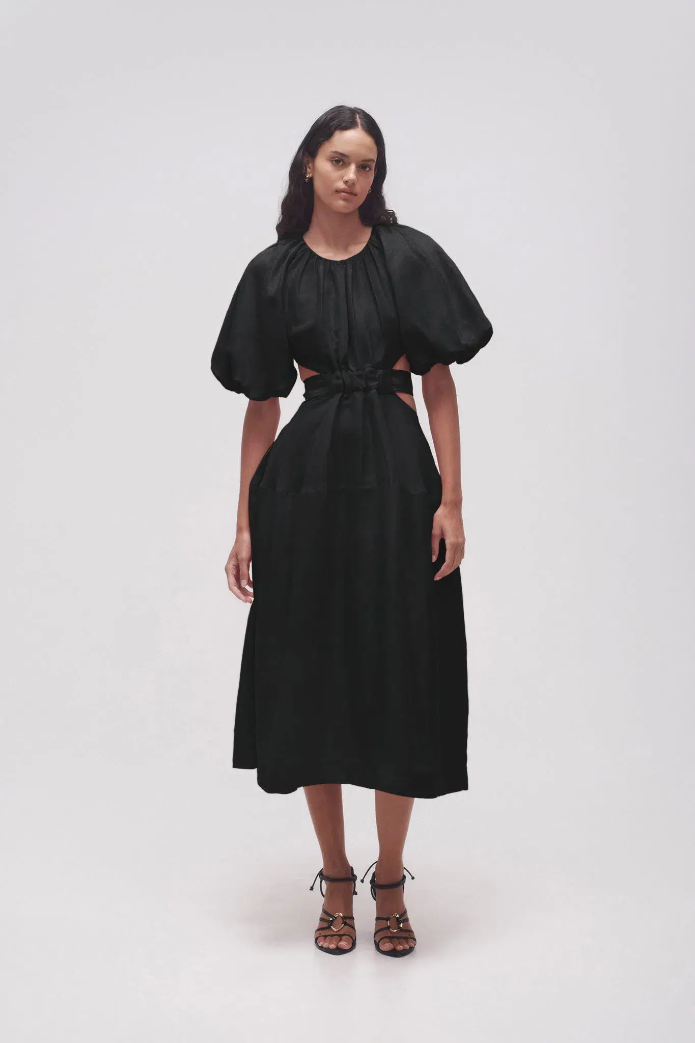 AJE -  Mimosa Cut Out Midi Dress Black - Size 12 - Image 1