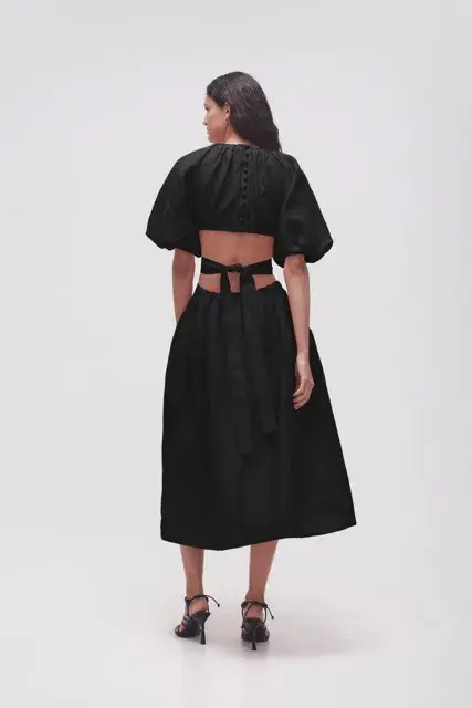 AJE -  Mimosa Cut Out Midi Dress Black - Size 12 - Image 2