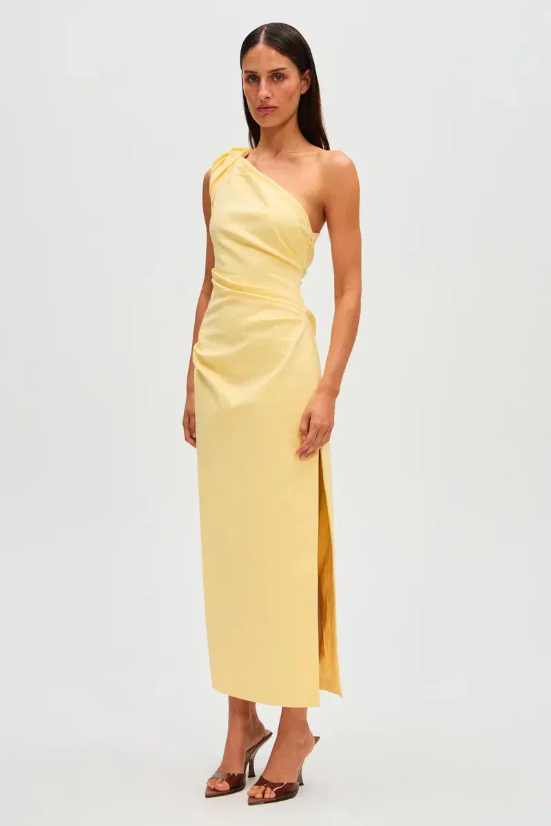 Misha Aubree Midi Dress Yellow Size 12/L - Image 4