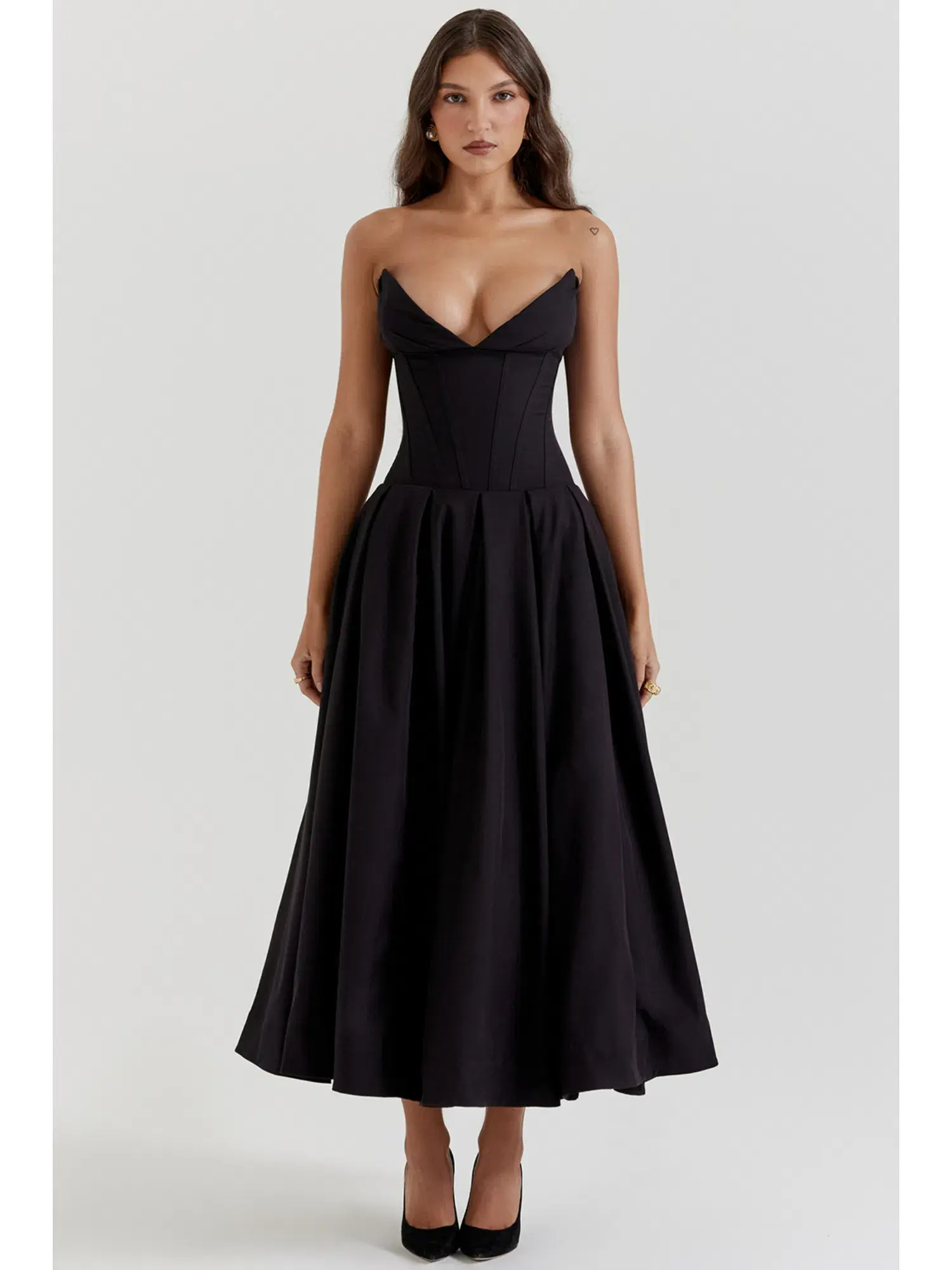 House of CB Lady Strapless Midi Dress Black Small / AU 8  - Image 1