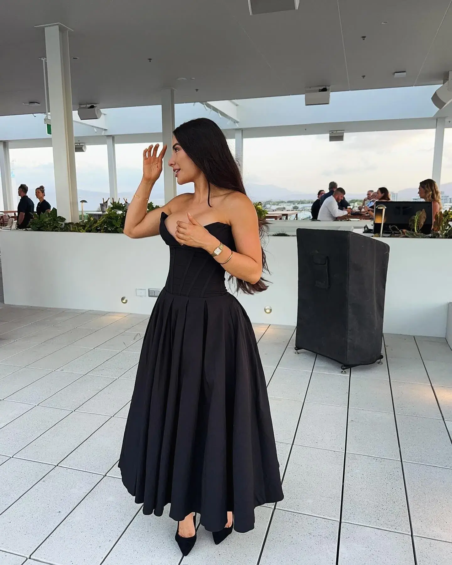House of CB Lady Strapless Midi Dress Black Small / AU 8  - Image 5