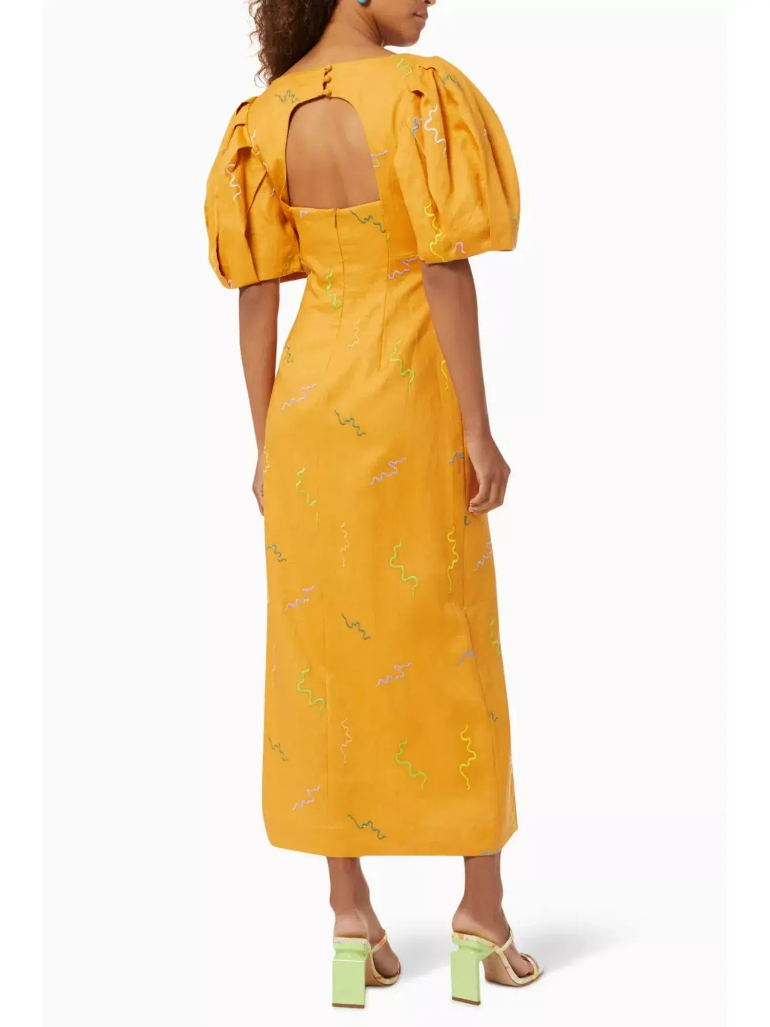 Alemais Sundance Midi Dress Orange Size AU 8 - Image 2