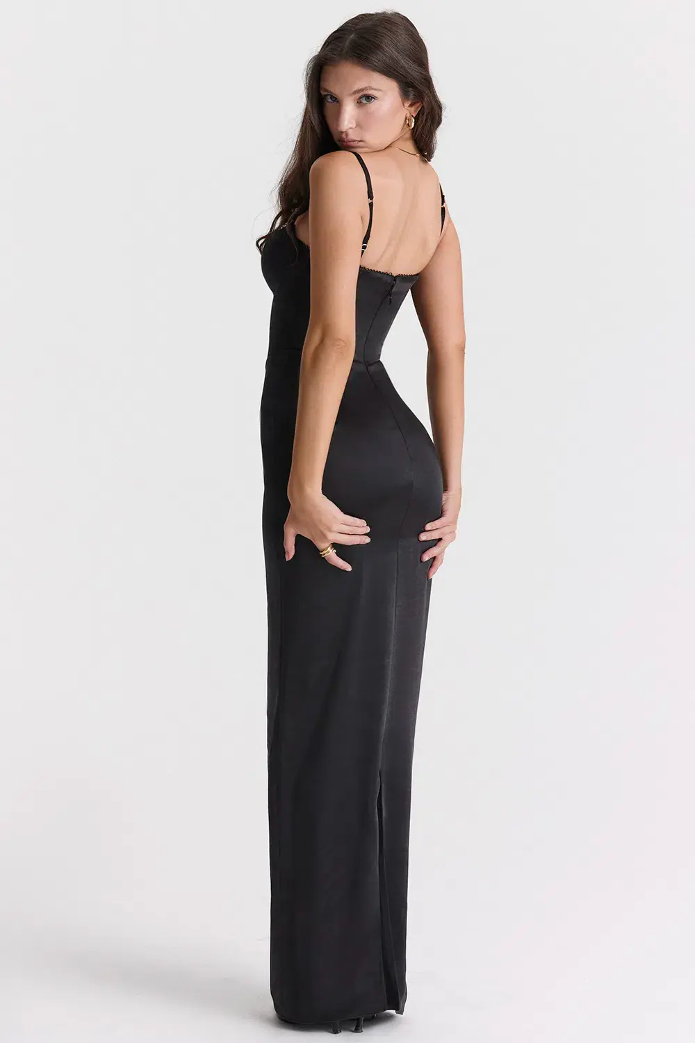 House Of CB Stefania Corset Maxi Dress Black Size XS / AU 6  for rent on The Volte - main image