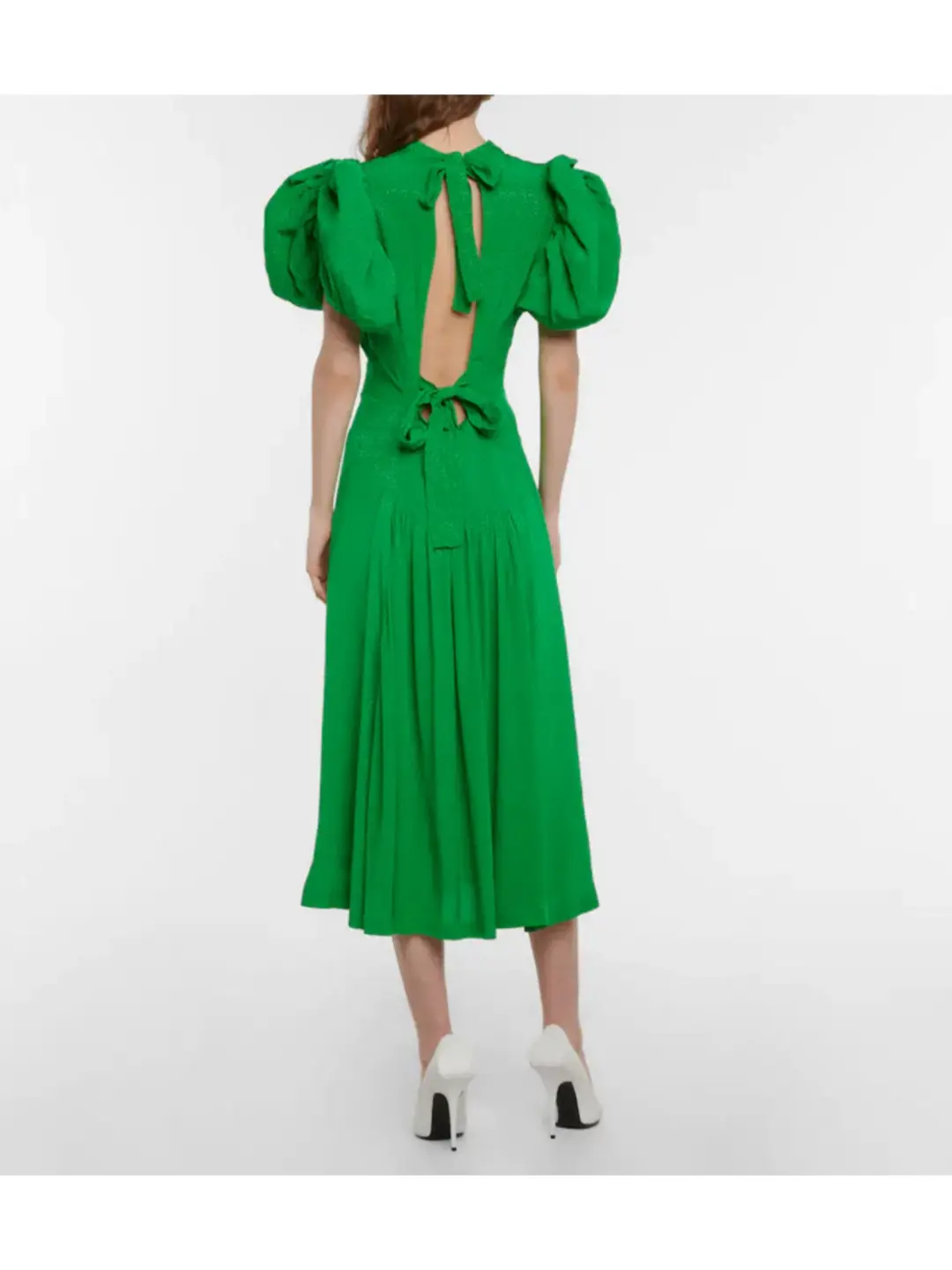Rotate By Birger Christensen Noon Puff Sleeve Dress Green Size AU 8 for rent on The Volte - main image