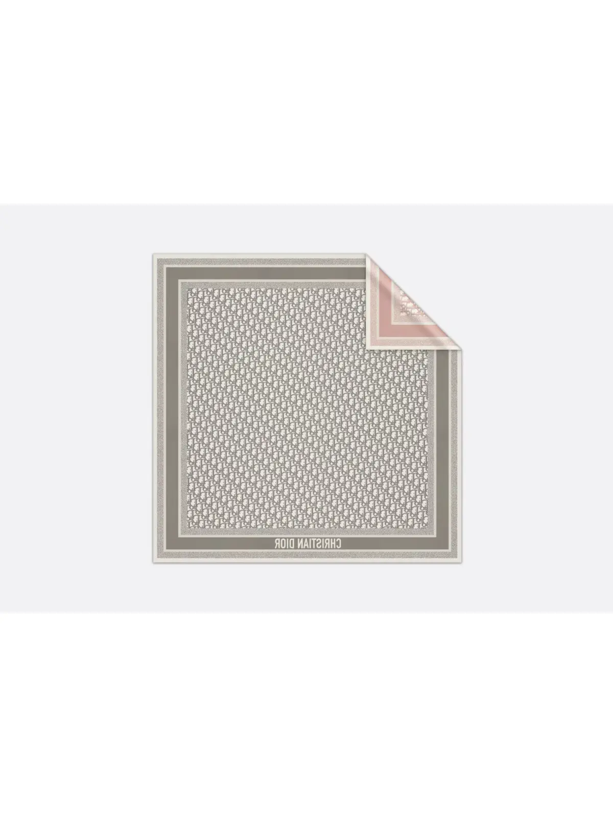 Dior Scarf Oblique Diortwin 90 Square Grey/Pink  - Image 2