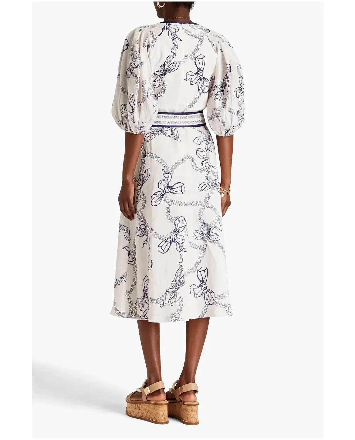 Zimmermann Day Midi Dress in Navy Bows Size 0/AU 8 - Image 2
