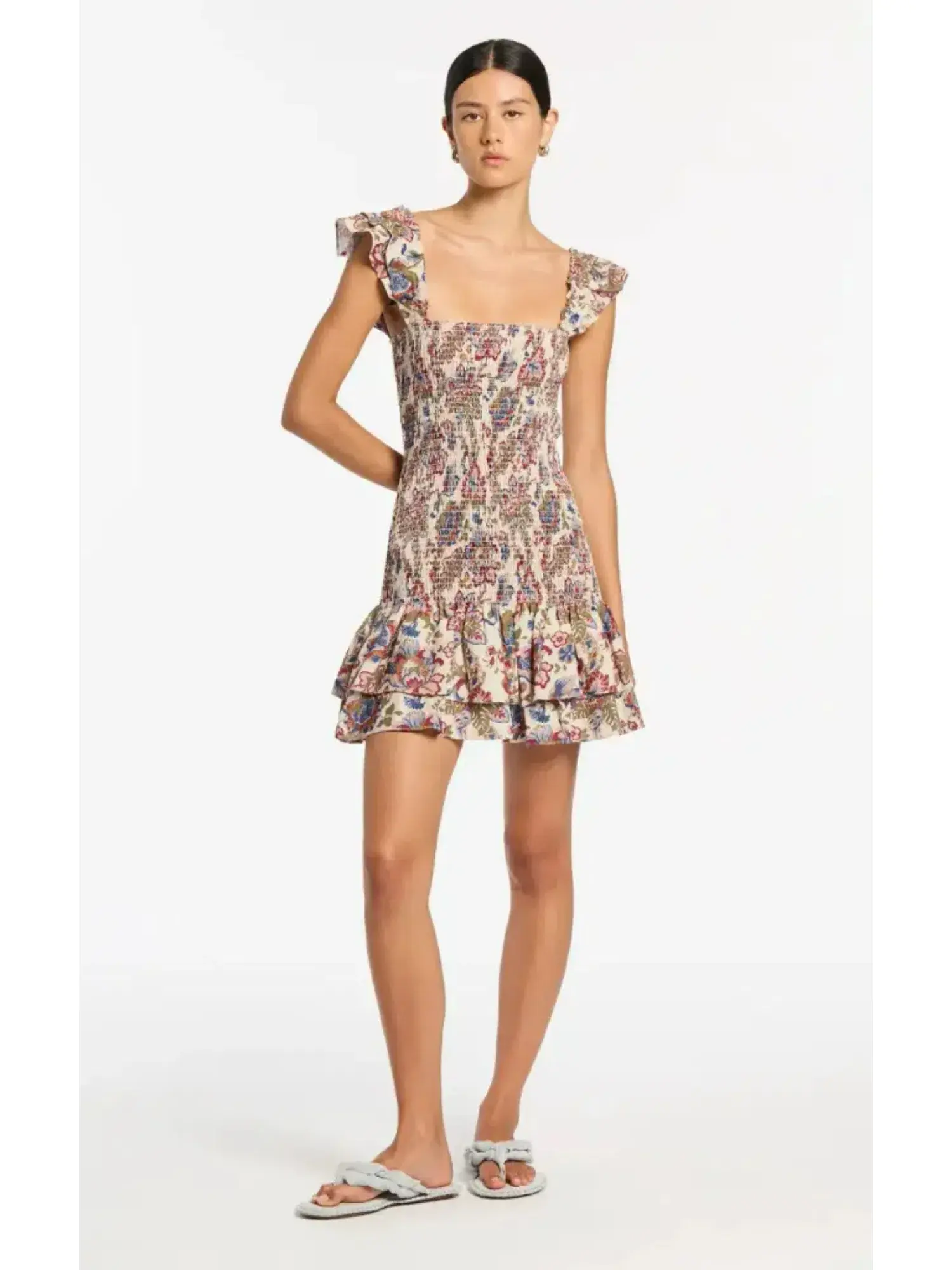 Sir The Label Bettina Shirred Mini Dress Wiltshire Floral Size 1 / AU 8 - Image 1