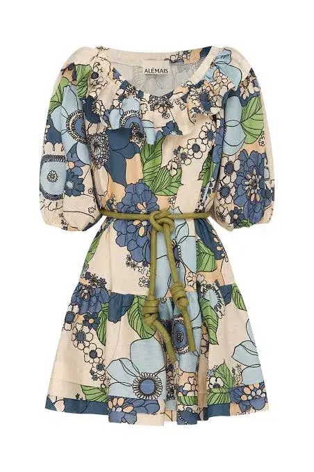 Alemais Farrah Ruffle Off Shoulder Dress Print Size AU 10 - Image 4