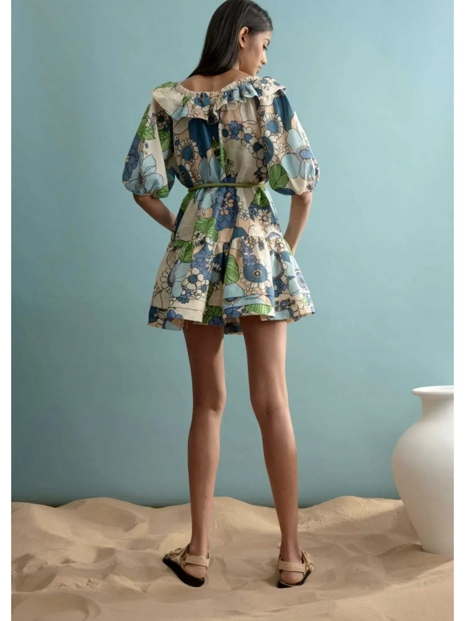 Alemais Farrah Ruffle Off Shoulder Dress Print Size AU 10 - Image 3