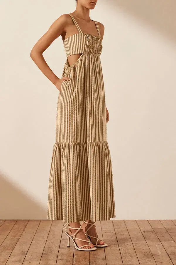 Shona Joy Hele Cut Out Ruched Midi Dress Print Size 10 - Image 2