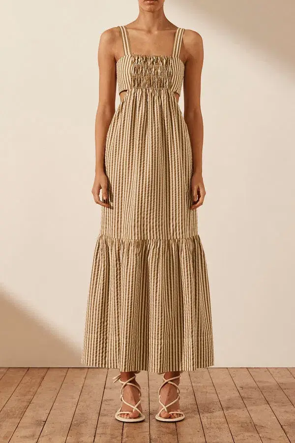 Shona Joy Hele Cut Out Ruched Midi Dress Print Size 10 - Image 1