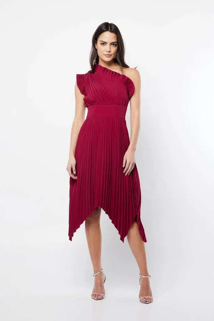Mossman Lady Like Midi Dress in Deep Red Size 10 for rent on The Volte - main image