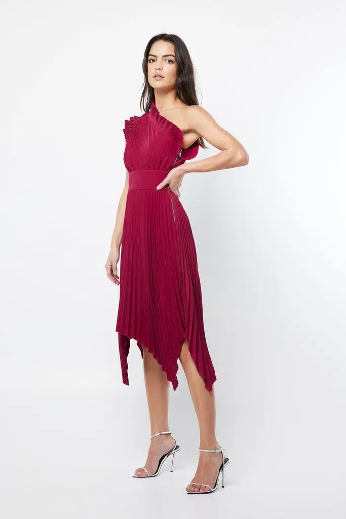 Mossman Lady Like Midi Dress in Deep Red Size 10 for rent on The Volte - main image