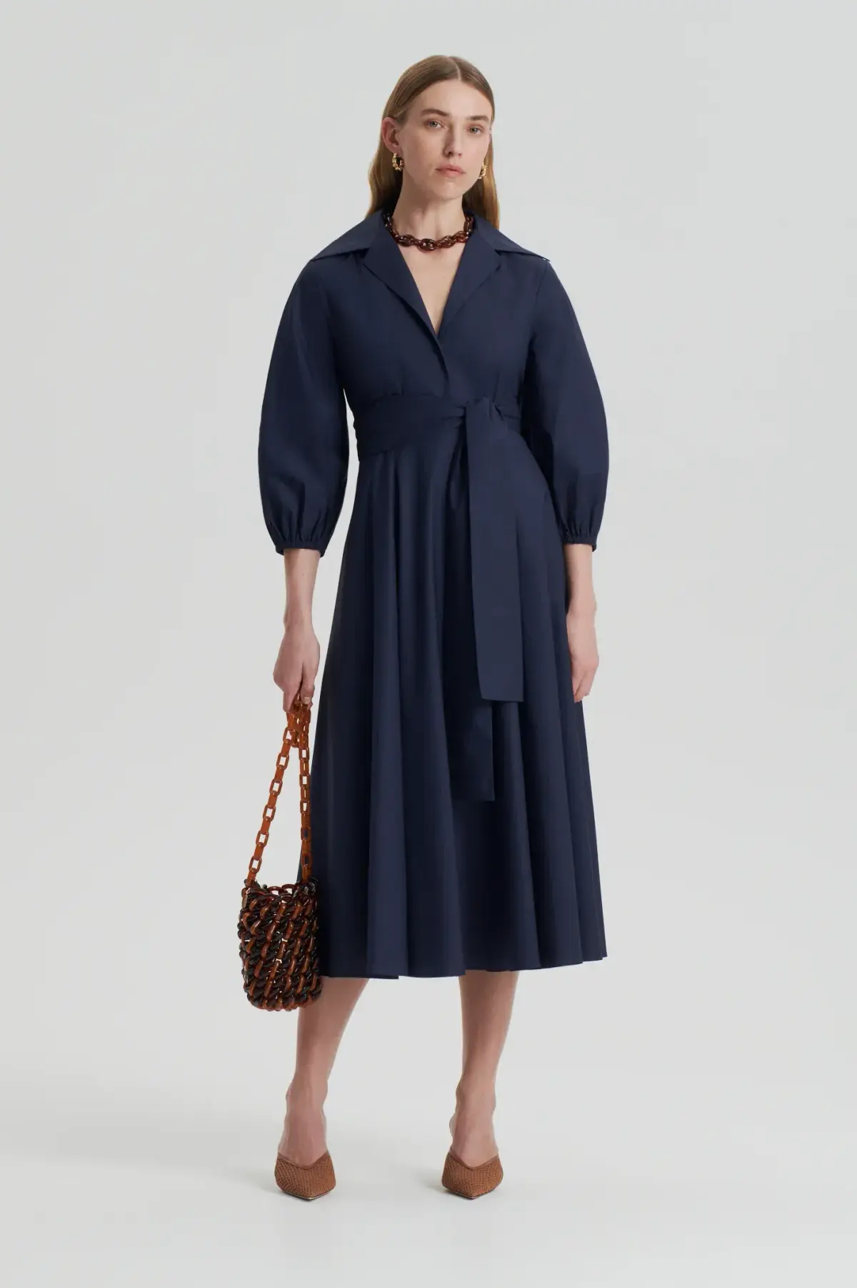 Scanlan Theodore Parachute Cotton Twist Dress Navy Size 10  - Image 1